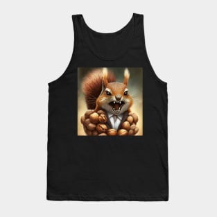 Deez nuts. Angry squirrel in costume illustration Tank Top